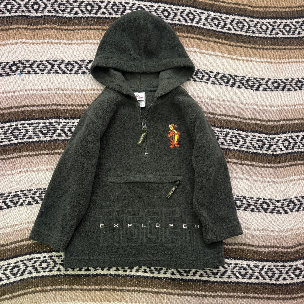 Baby Toddlers Vintage Winnie the Pooh Tigger Green Fleece Hoodie Sweatshirt 4T